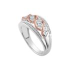 Womens 1/10 Ct. T.w. Genuine White Diamond Sterling Silver & 14k Rose Gold Over Silver Band