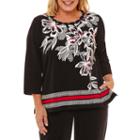 Alfred Dunner Talk Of The Town Floral Geometric T-shirt- Plus