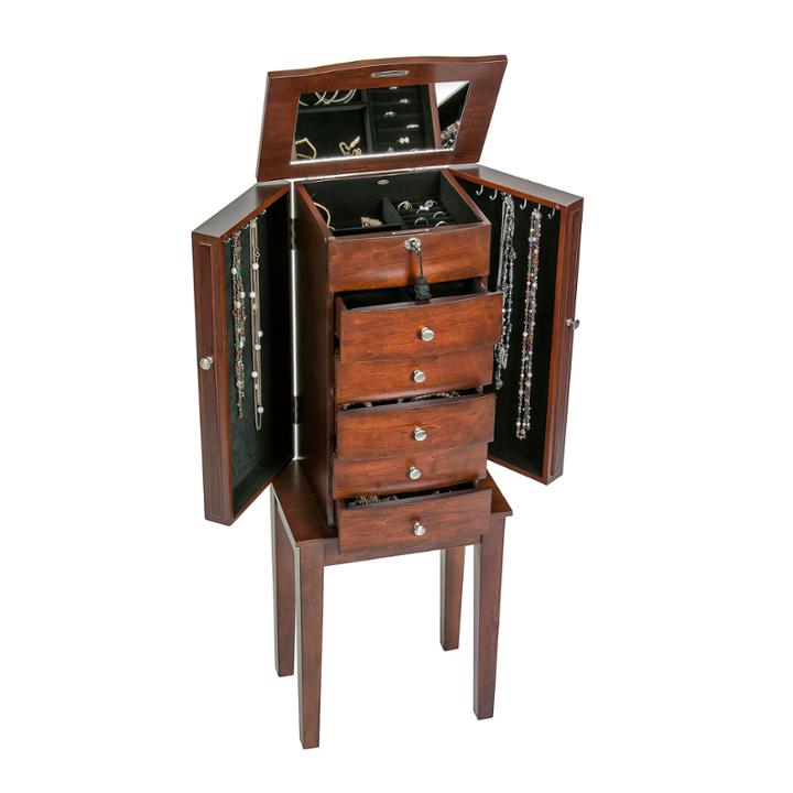 Mele & Co. Wooden Jewelry Armoire In Walnut Finish