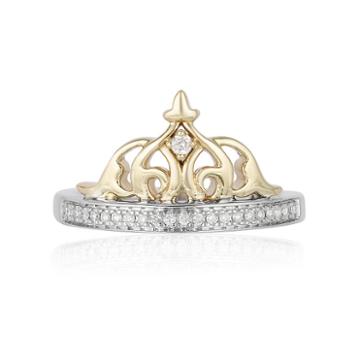 Enchanted Disney Fine Jewelry Womens 1/10 Ct. T.w. Genuine Round Diamond 10k Yellow Gold & Sterling Silver Promise Ring
