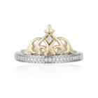Enchanted Disney Fine Jewelry Womens 1/10 Ct. T.w. Genuine Round Diamond 10k Yellow Gold & Sterling Silver Promise Ring