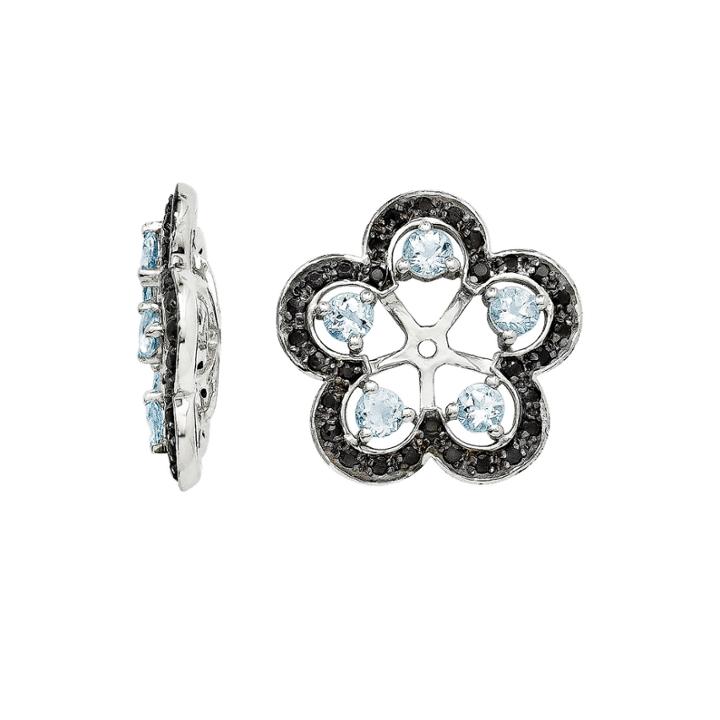 Heat-treated Aquamarine And Genuine Black Sapphire Earring Jackets