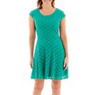Ronni Nicole Short-sleeve Circle Stretch Lace Fit-and-flare Dress - Petite