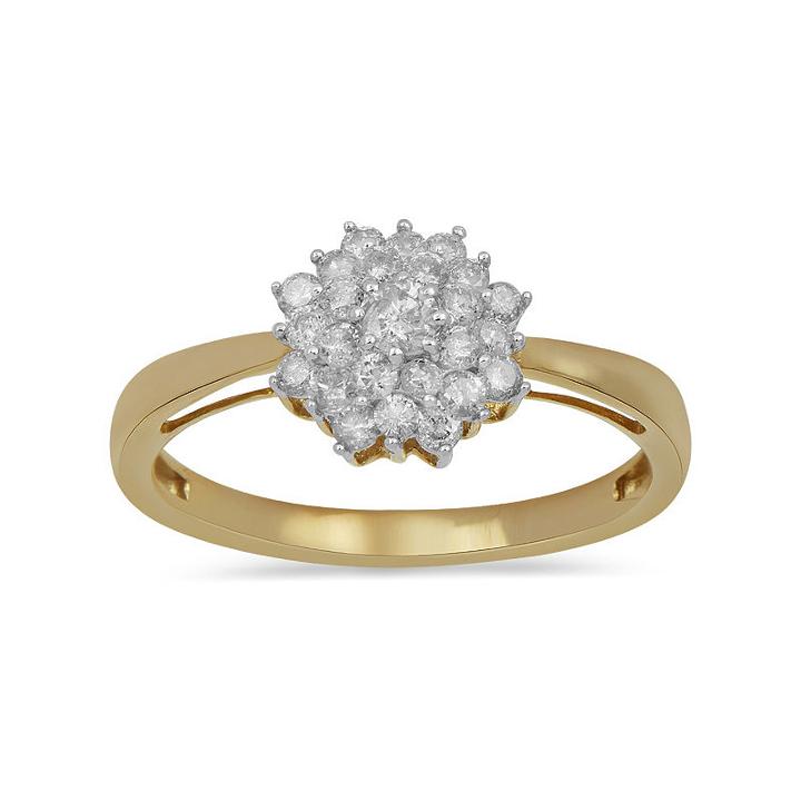 Womens 1/2 Ct. T.w. Genuine Diamond White 10k Gold Cluster Ring