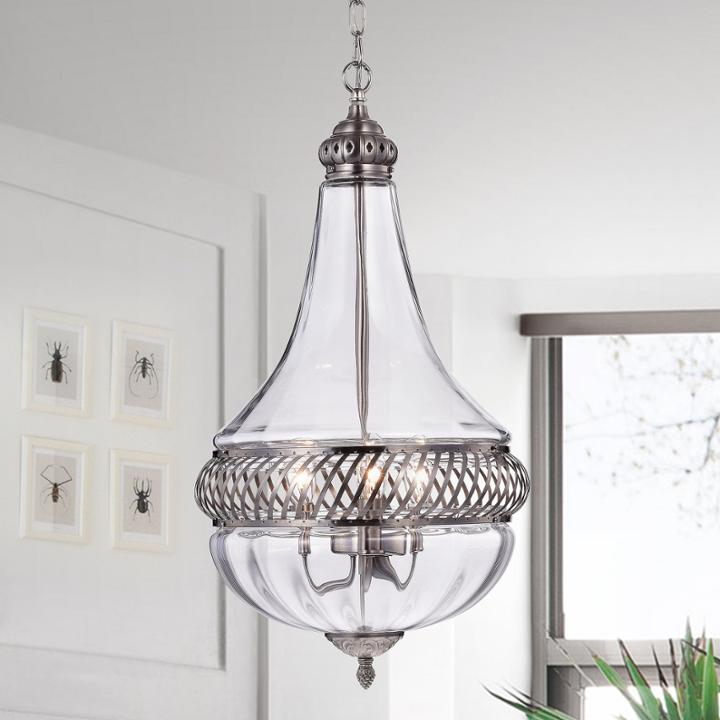 Permin Empire 13-inch Clear Glass And Metal Pendant Light