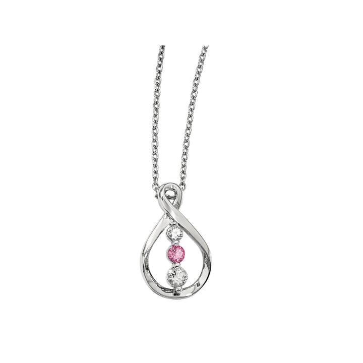 Survivor Collection Genuine Clear & Pink Swarovski Topaz Sterling Silver Runzi Necklace