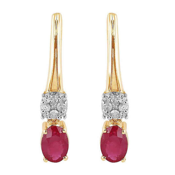 1/10 Ct. T.w. Lead Glass-filled Red Ruby 10k Gold Drop Earrings