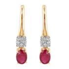 1/10 Ct. T.w. Lead Glass-filled Red Ruby 10k Gold Drop Earrings