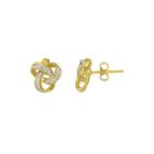 1/10 Ct. T.w. Diamond 14k Yellow Gold Over Sterling Silver Knot Earrings
