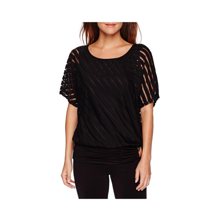 Alyx 3/4-sleeve Shadow-stripe Dolman Top - Petite