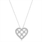 Womens 1 Ct. T.w. White Diamond 14k White Gold Heart Pendant Necklace