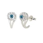 Blue Topaz Sterling Silver Hoop Earrings