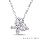 Laura Ashley Womens 1/8 Ct. T.w. White Diamond Sterling Silver Pendant Necklace