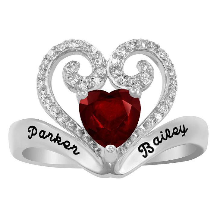 Artcarved Personalized Womens Genuine Multi Color Stone Sterling Silver Cocktail Ring