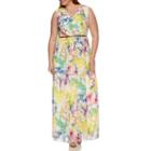 Donna Ricco Sleeveless Floral Chiffon Maxi Dress - Plus