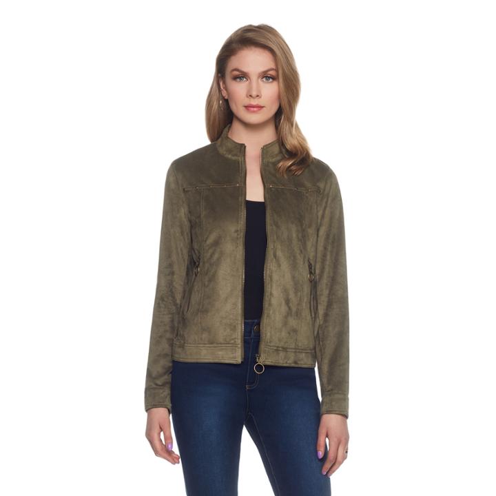 Skyes The Limit Sullivan County Faux Suede Motorcycle Jacket-plus