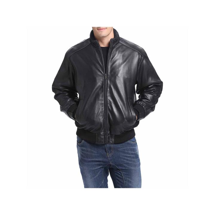 Bgsd Men's Lambskin Leather Bomber Jacket - Big And Tall