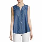 Liz Claiborne Sleeveless Button-front Shirt - Tall