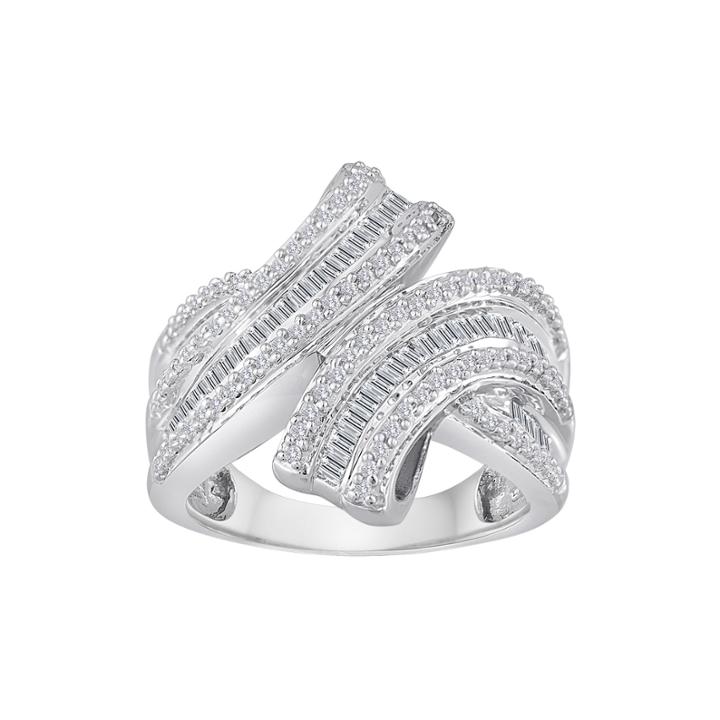 3/4 Ct. T.w. Diamond Sterling Silver Bypass Ring