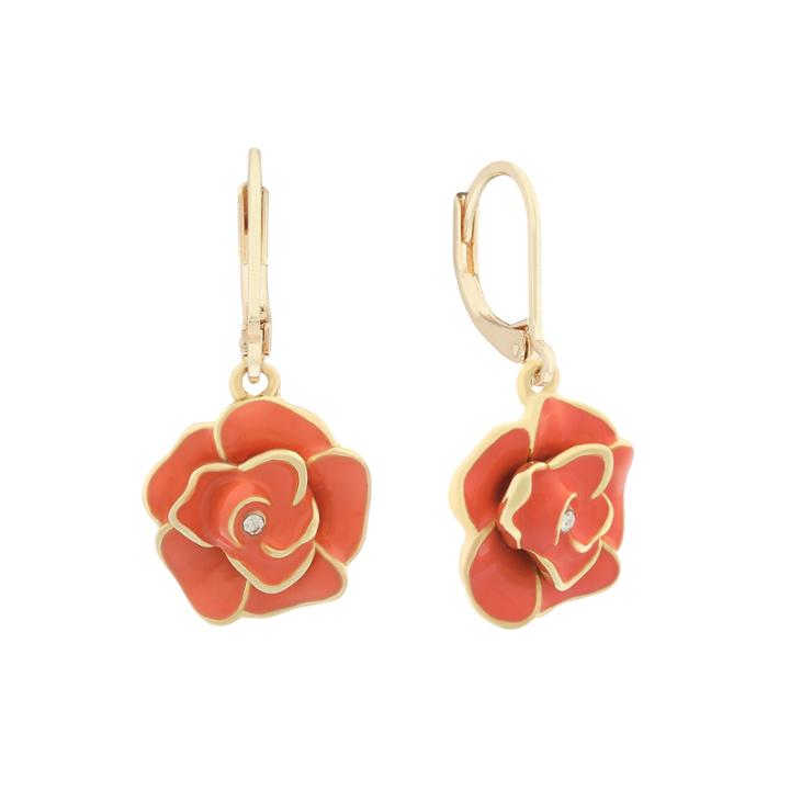Gloria Vanderbilt Orange Crystal Drop Earrings