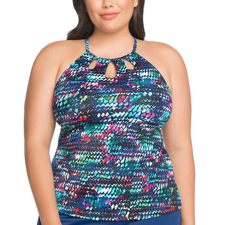 St. John's Bay High Neck W/ Cut Out Tankini Swimsuit Top-plus