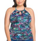 St. John's Bay High Neck W/ Cut Out Tankini Swimsuit Top-plus