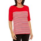 Sag Harbor 3/4 Sleeve Crew Neck T-shirt-womens