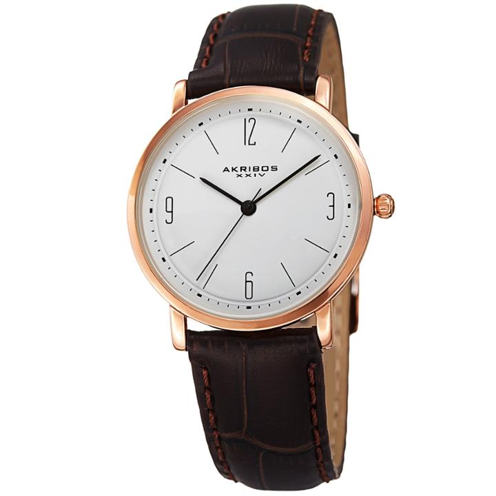 Akribos Xxiv Unisex Brown Strap Watch-a-922rg