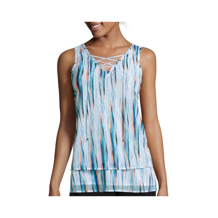 Worthington Sleeveless Lace-up Top