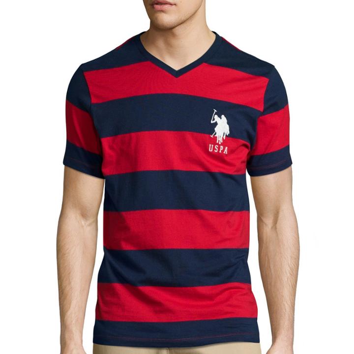 U.s. Polo Assn. Short-sleeve Rugby-stripe V-neck Tee