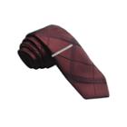 Jf J. Ferrar Graduated Plaid Skinny Tie And Tie Bar Set