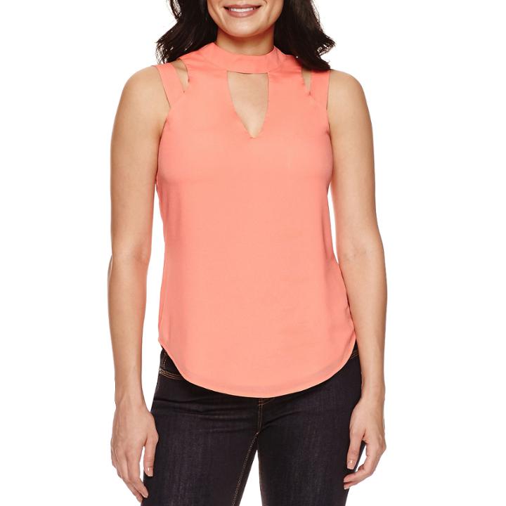 Bisou Bisou Mock Neck Strapped Top