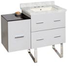 37.75-in. W Floor Mount White Vanity Set For 3h8-in. Drilling Bianca Carara Top Biscuit Um Sink