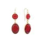 Monet Red And Gold-tone Double-drop Earrings