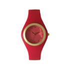 Olivia Pratt Womens Gold-tone Hot Pink Silicone Strap Watch 15310s