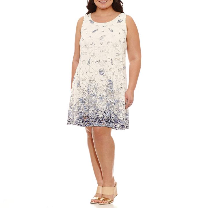 Robbie Bee Sleeveless Lace Floral Sheath Dress-plus
