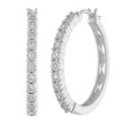 1/4 Ct. T.w. Genuine White Diamond Sterling Silver 26mm Hoop Earrings