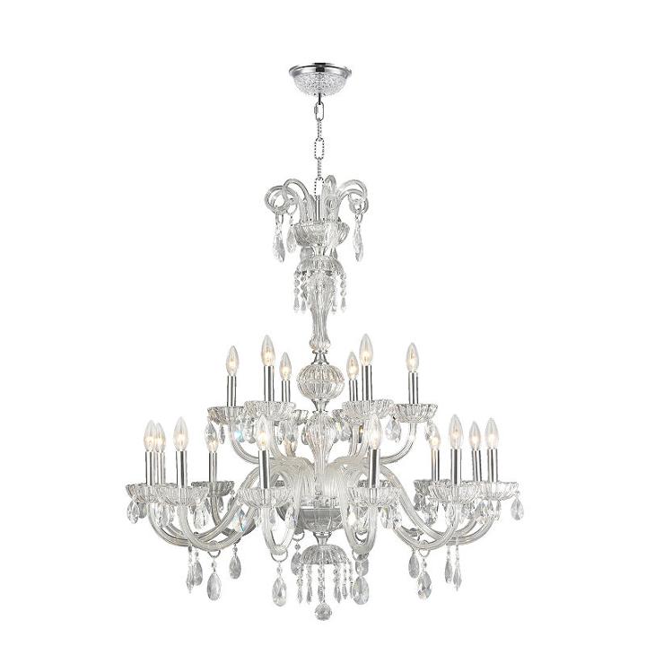Carnivale Collection 18 Light Chrome Finish And Clear Crystal Chandelier Two 2 Tier 36 D X 39 H Large