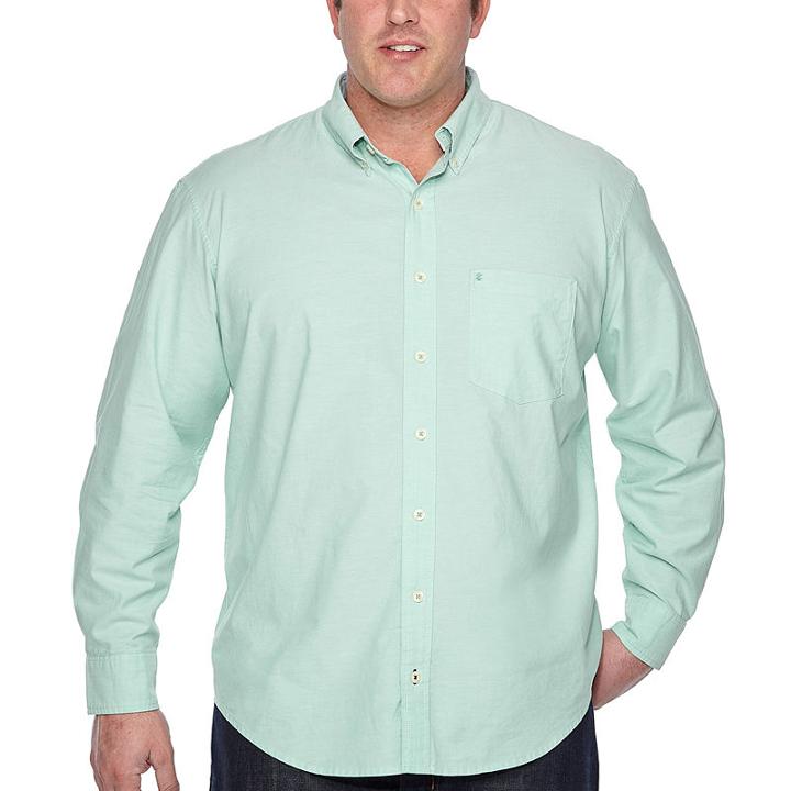 Izod Saltwater Newport Oxford Long Sleeve Button-front Shirt-big And Tall