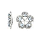 Diamond Accent And Heat-treated Aquamarine Sterling Silver Earring Jackets