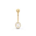 10k Yellow Gold Cubic Zirconia 6.7mm Oval Belly Ring