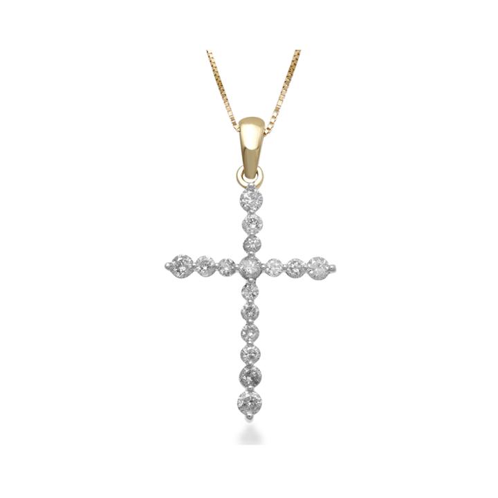 1/2 Ct. T.w. Certified Diamond 14k Yellow Gold Cross Pendant Necklace