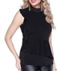 Kaily K. Sleeveless Hi Studded Collar Tank