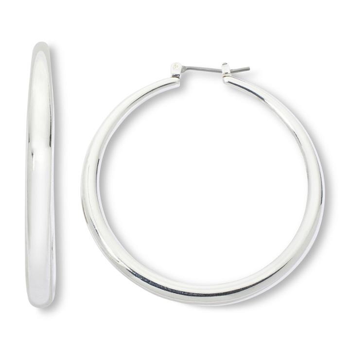 Sensitive Ears Silver-tone Tube Hoop Earrings