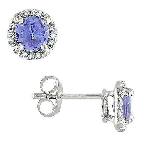 Tanzanite & Diamond-accent Earrings 10k White Gold