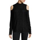 Freshman Long Sleeve Round Neck Cold Shoulder Cable Pullover Sweater-juniors