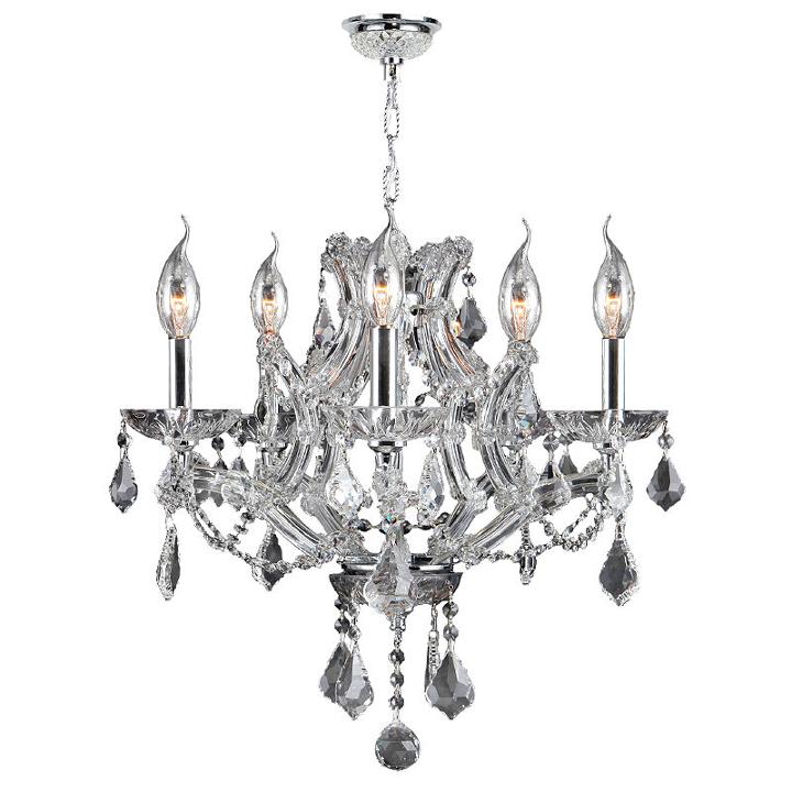 Lyre Collection 5 Light Chrome Finish And Crystalchandelier