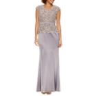 Melrose Short Sleeve Lace Evening Gown-petites