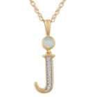 J Womens Lab Created White Opal 14k Gold Over Silver Pendant Necklace