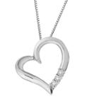 Womens 1/10 Ct. T.w. Genuine White Diamond Sterling Silver Heart Pendant Necklace